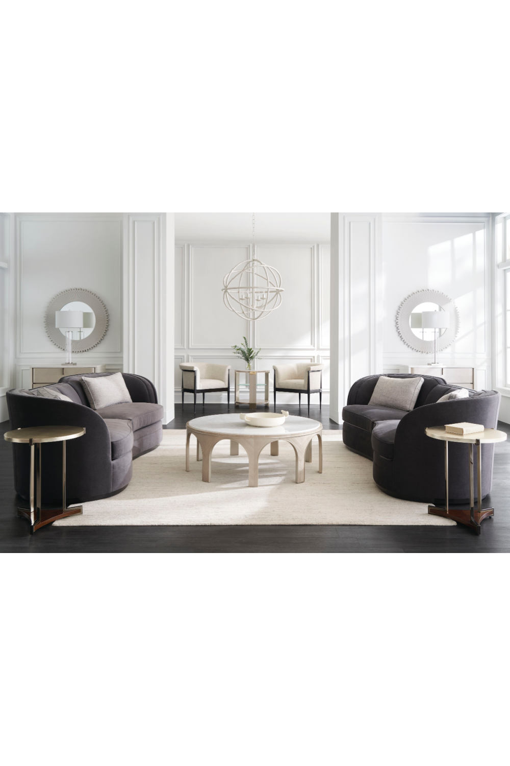 Round White Marble End Table | Caracole Oculus | Caracole.eu.com