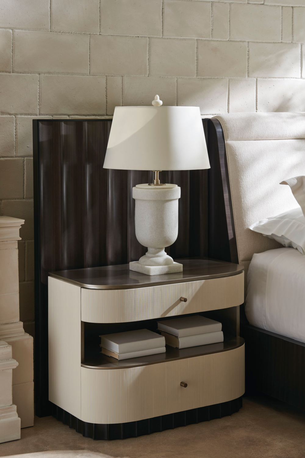 Cream Fluted Nightstand | Caracole Deep Sleep | Oroa.com