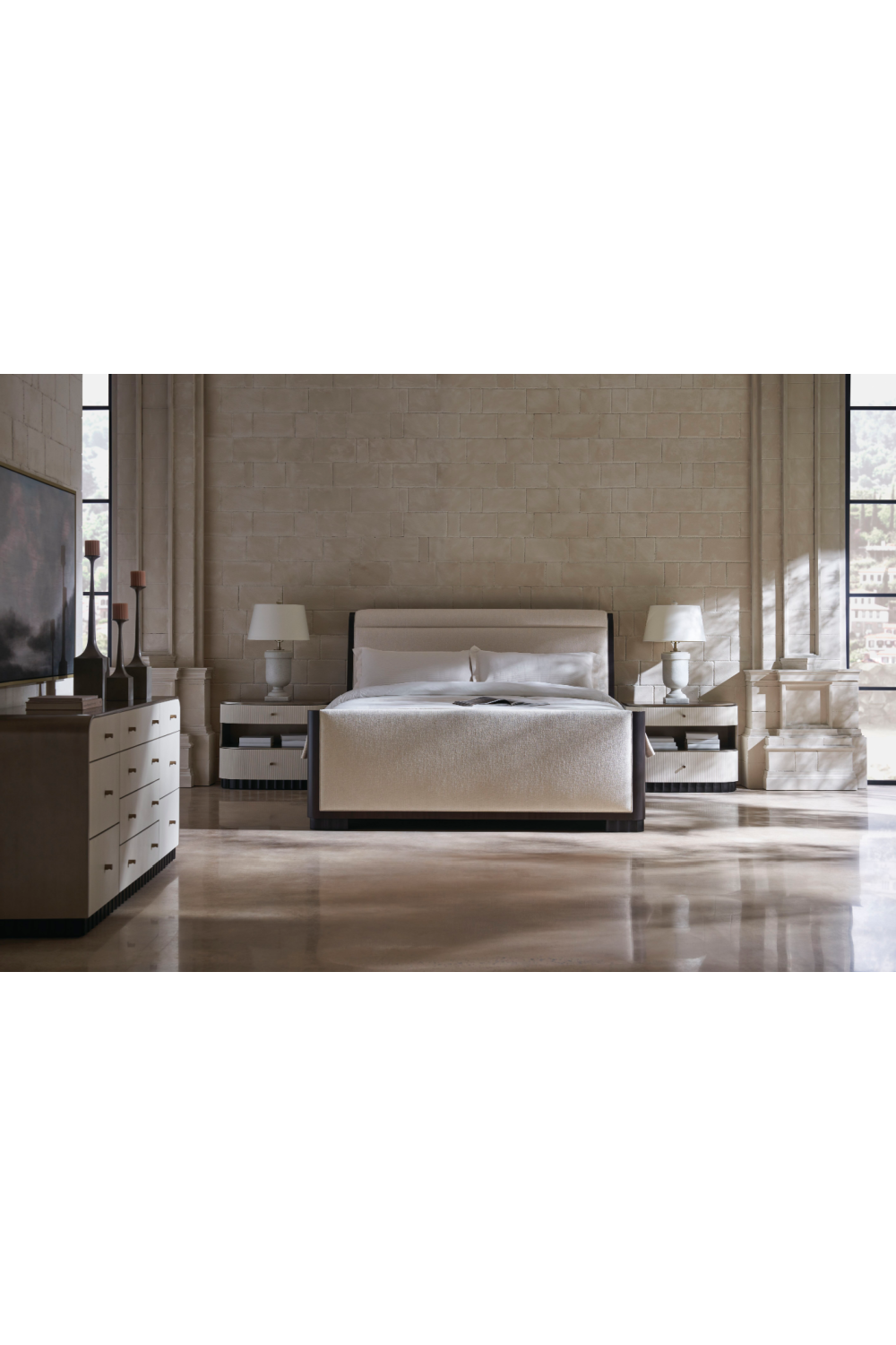 Cream Fluted Nightstand | Caracole Deep Sleep | Oroa.com