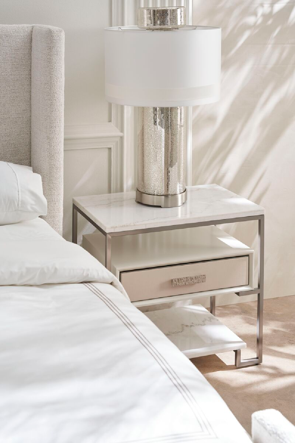 White Marble Nightstand | Caracole Marbleous | Oroa.com