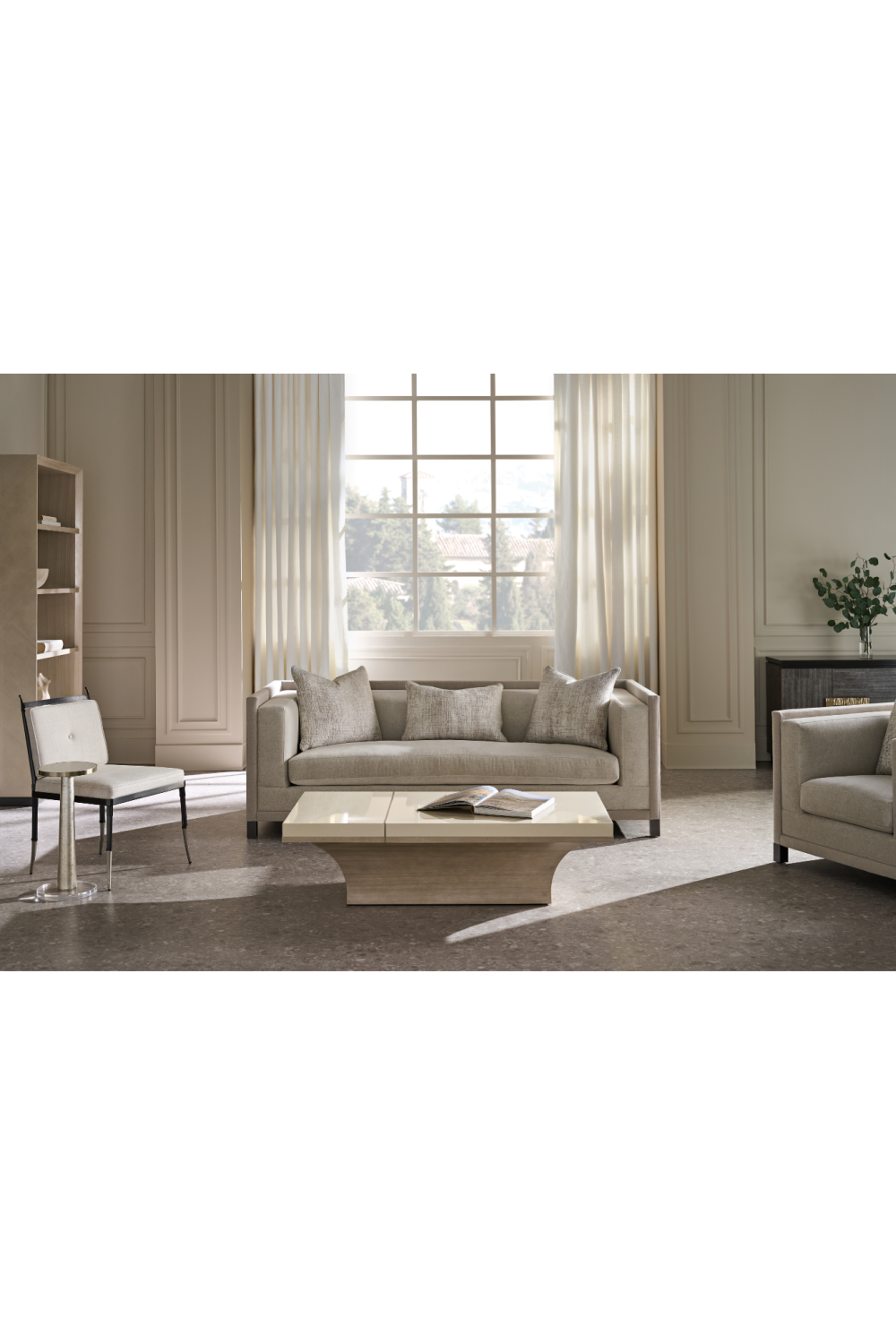 Gold Trimmed Wooden Coffee Table | Caracole Full Break | Caracole.eu.com