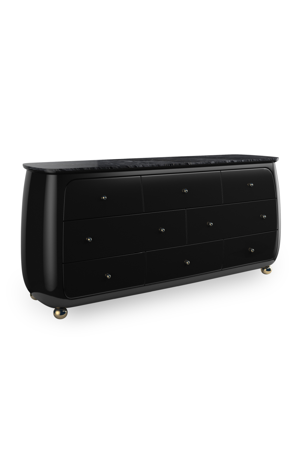 Black 8-Drawer Curved Dresser | Caracole Cabochon | Caracole.eu.com
