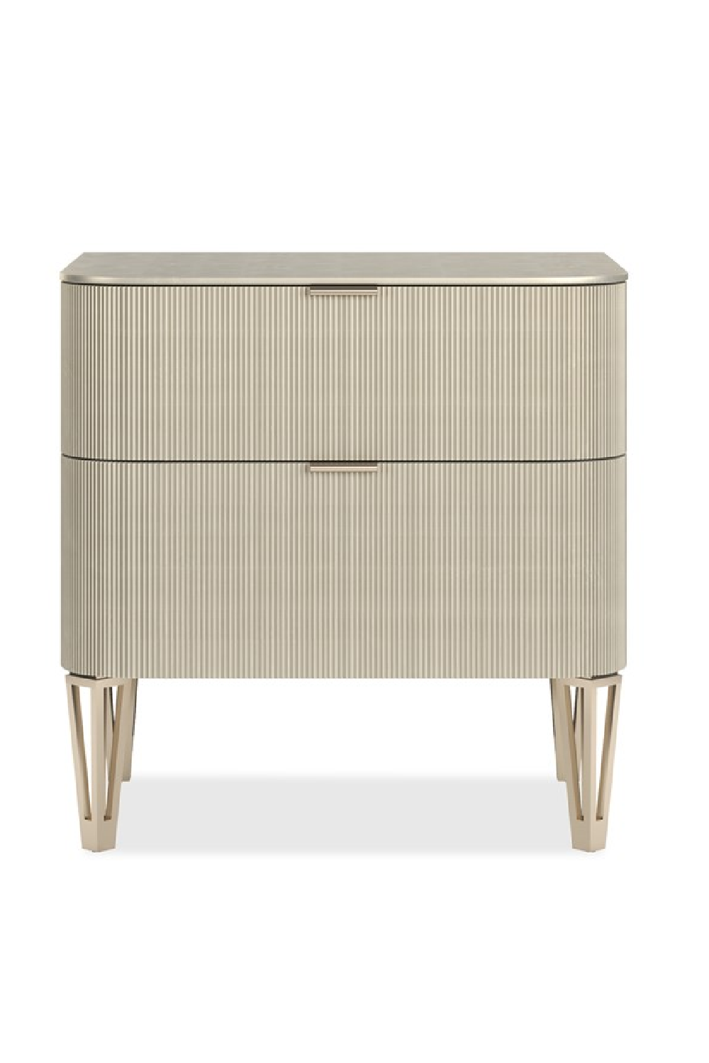 Gold Reeded 2-Drawer Nightstand | Caracole True Love | Oroa.com