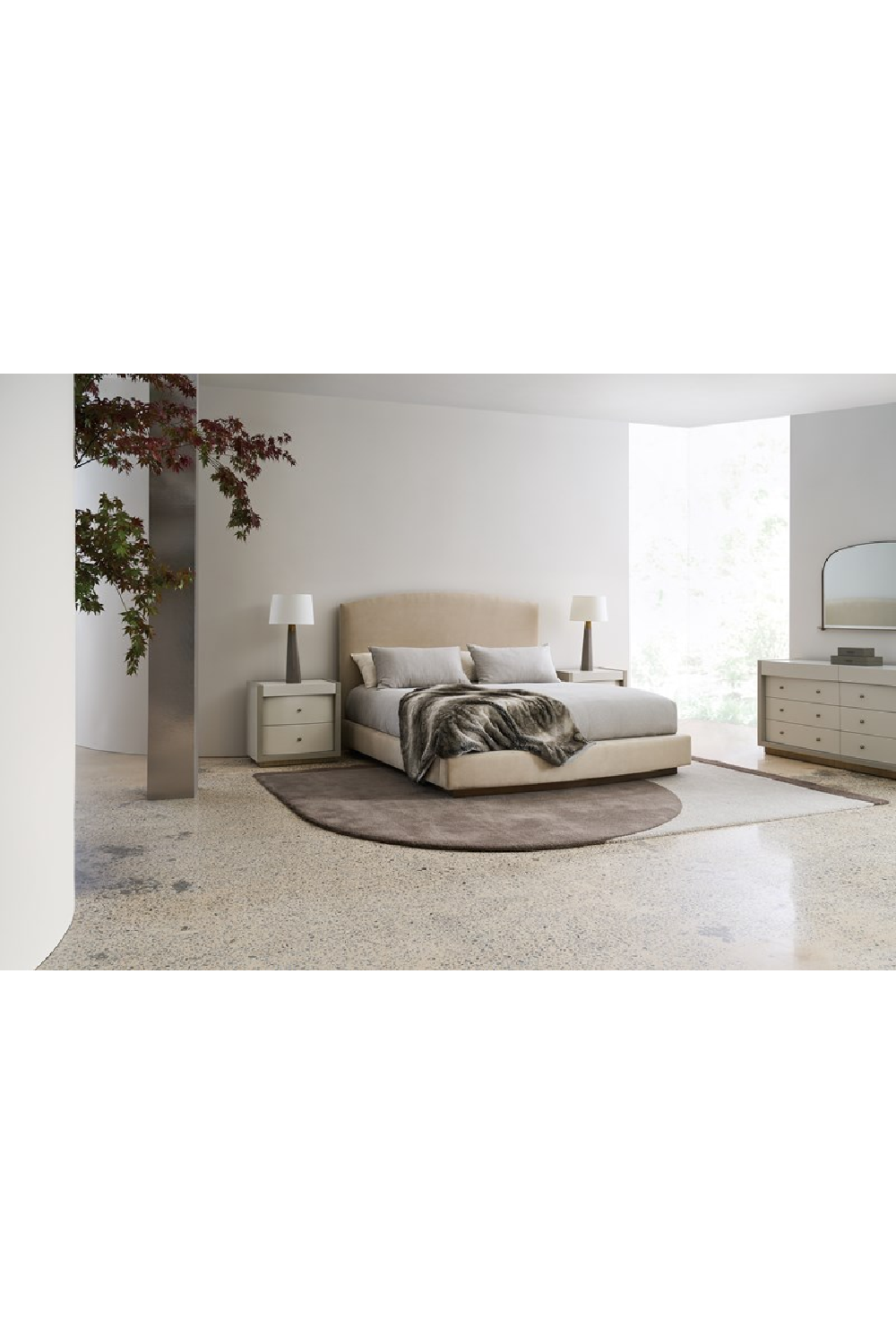 Cream Suede King Bed | Caracole Artoise | Caracole.eu.com