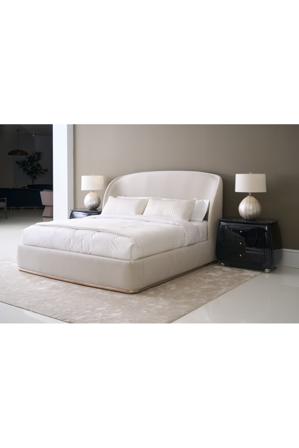 Curved Back Velvet Bed | Caracole Opal | Caracole.eu.com