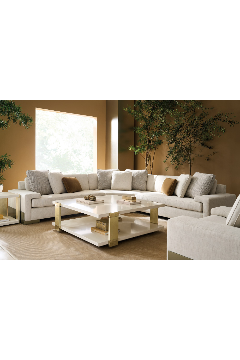 Gold Accent Square Coffee Table | Caracole I'll Take The Corner | Caracole.eu.com