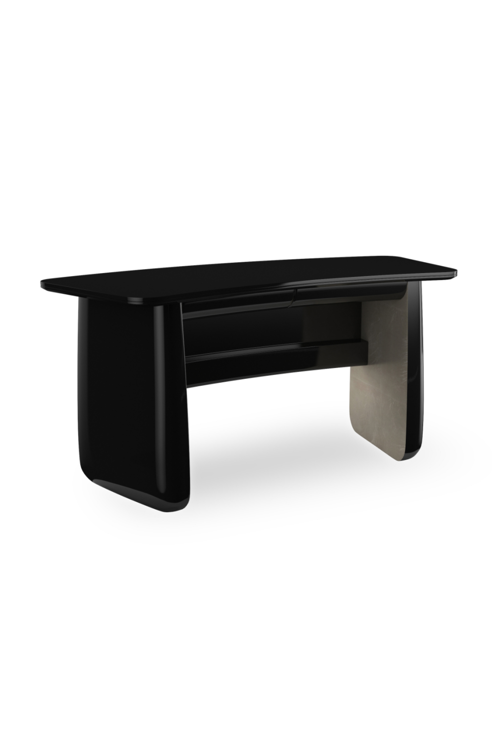 Black Glass 2-Drawer Desk | Caracole Cabochon | Caracole.eu.com