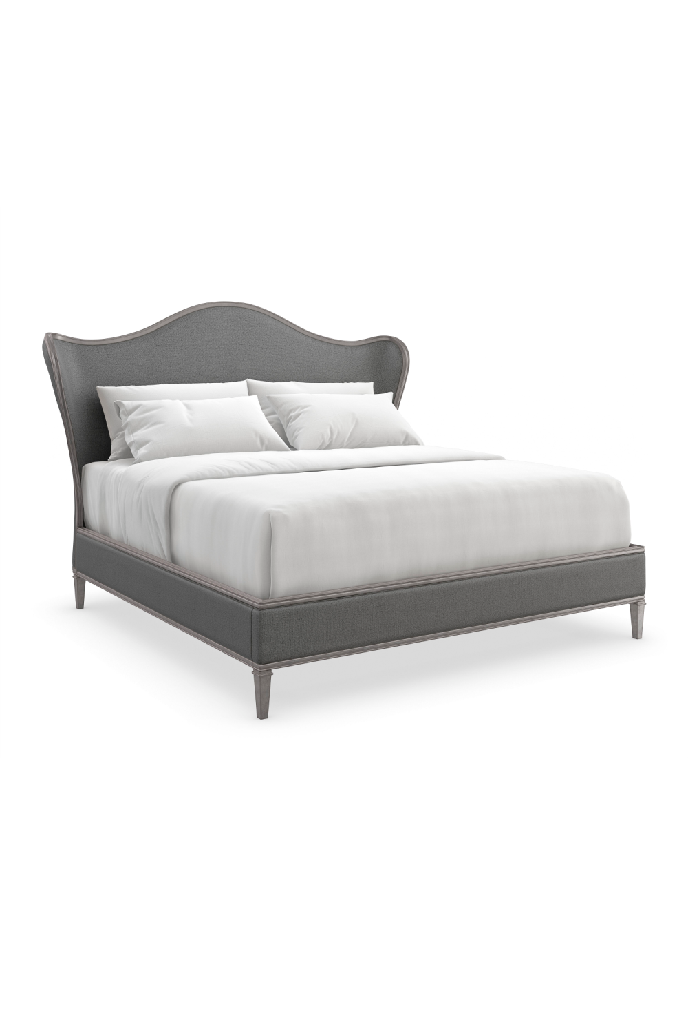 Gray Camelback Upholstered Bed | Caracole Bedtime Beauty | Caracole.eu.com