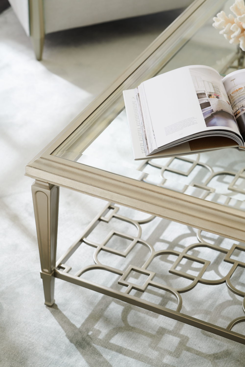 Taupe Silver Coffee Table | Caracole Socialite | Caracole.eu.com