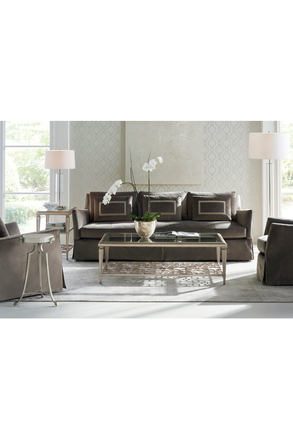 Taupe Silver Coffee Table | Caracole Socialite | Caracole.eu.com