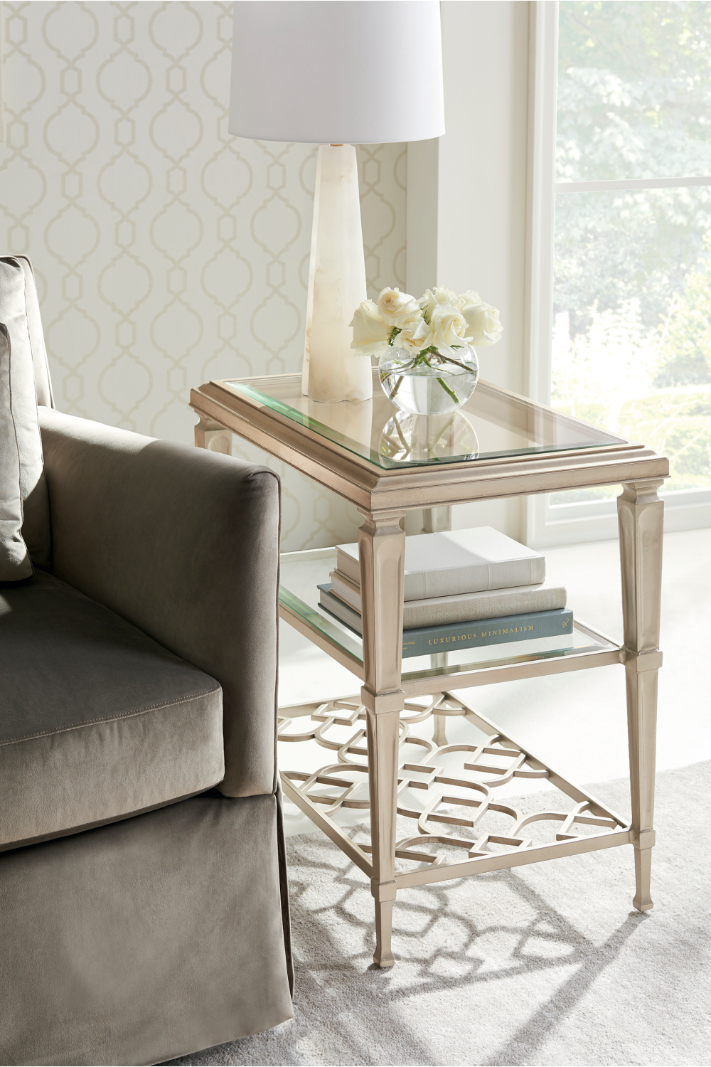 Metallic Side Table With Shelves | Caracole Social Connections | Caracole.eu.com