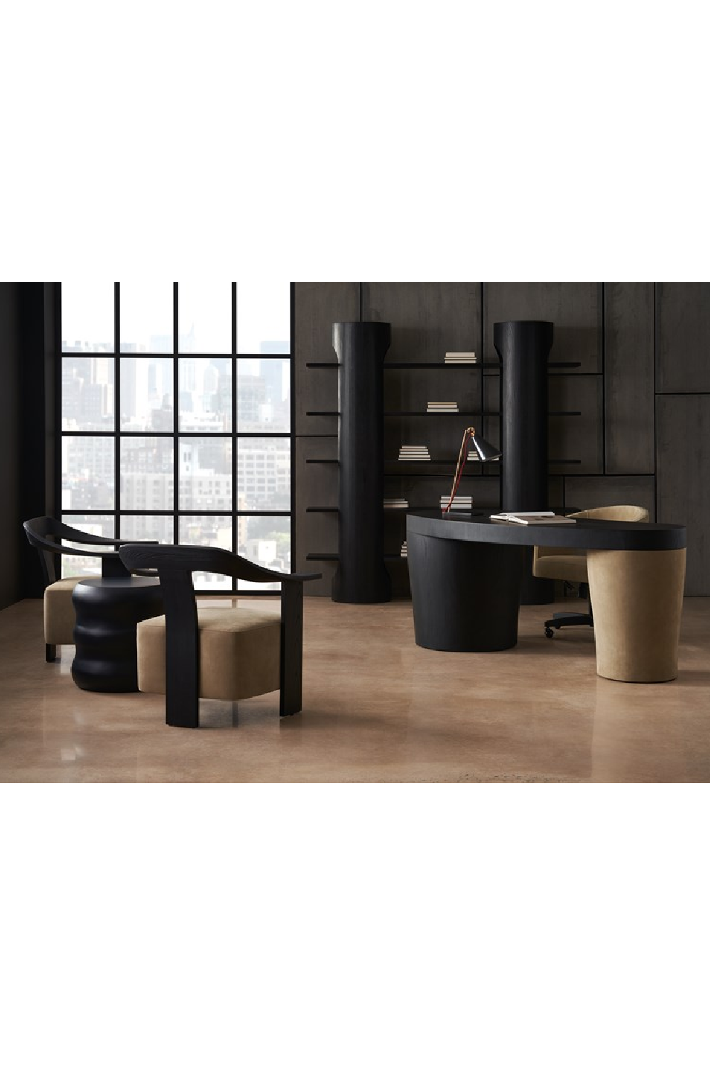 Open-Back Suede Swivel Chair | Caracole Blythe | Caracole.eu.com