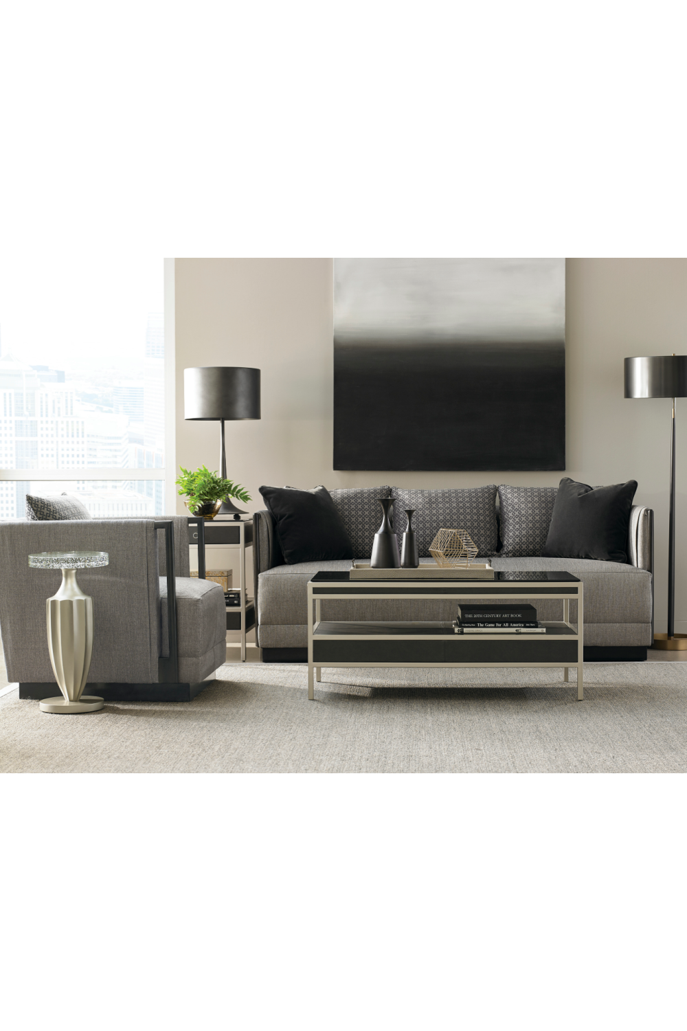 Taupe Fluted Accent Table | Caracole Just A Little Jazz | Caracole.eu.com