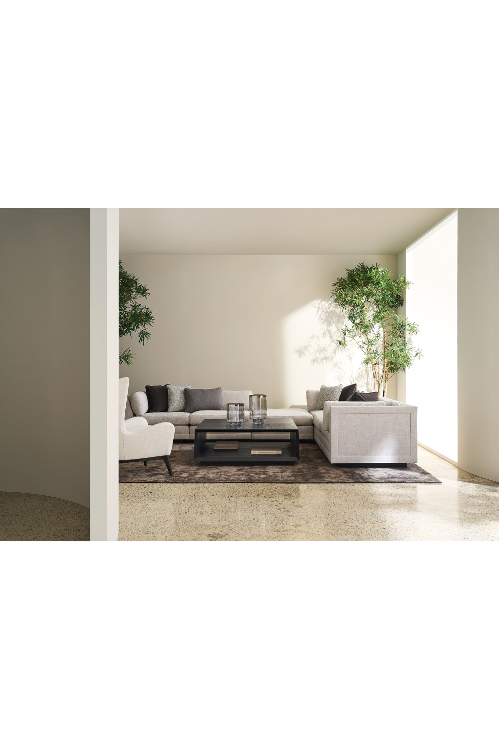 Beige Woven Ottoman | Caracole Fusion | Caracole.eu.com