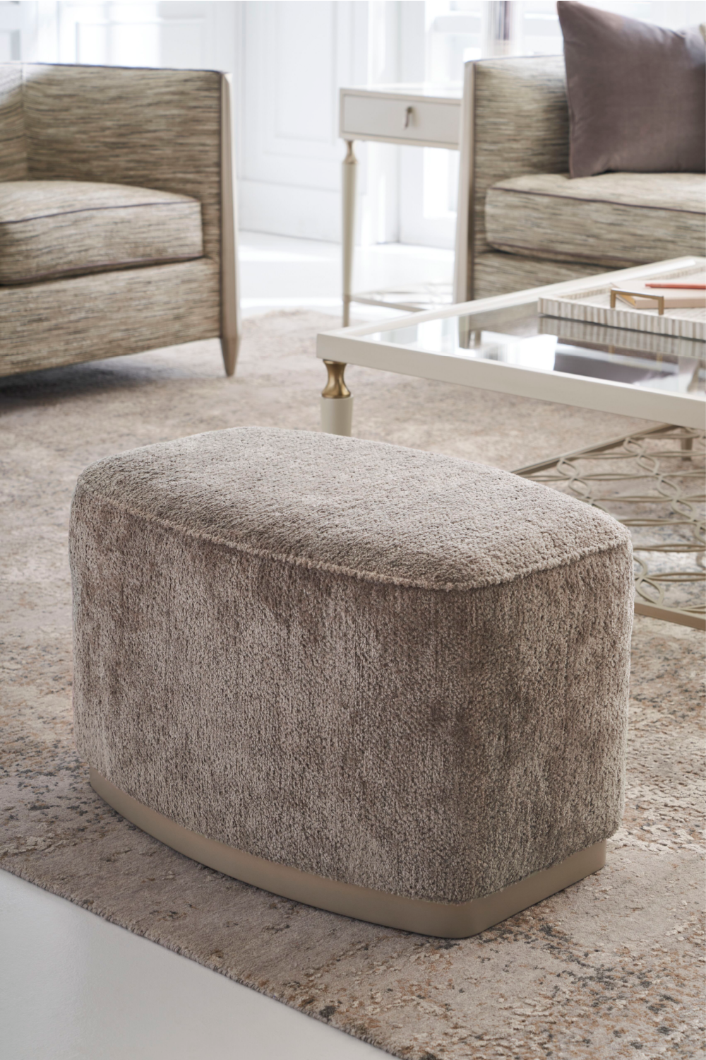 Gray Velvet Ottoman | Caracole Small Wonder | Caracole.eu.com