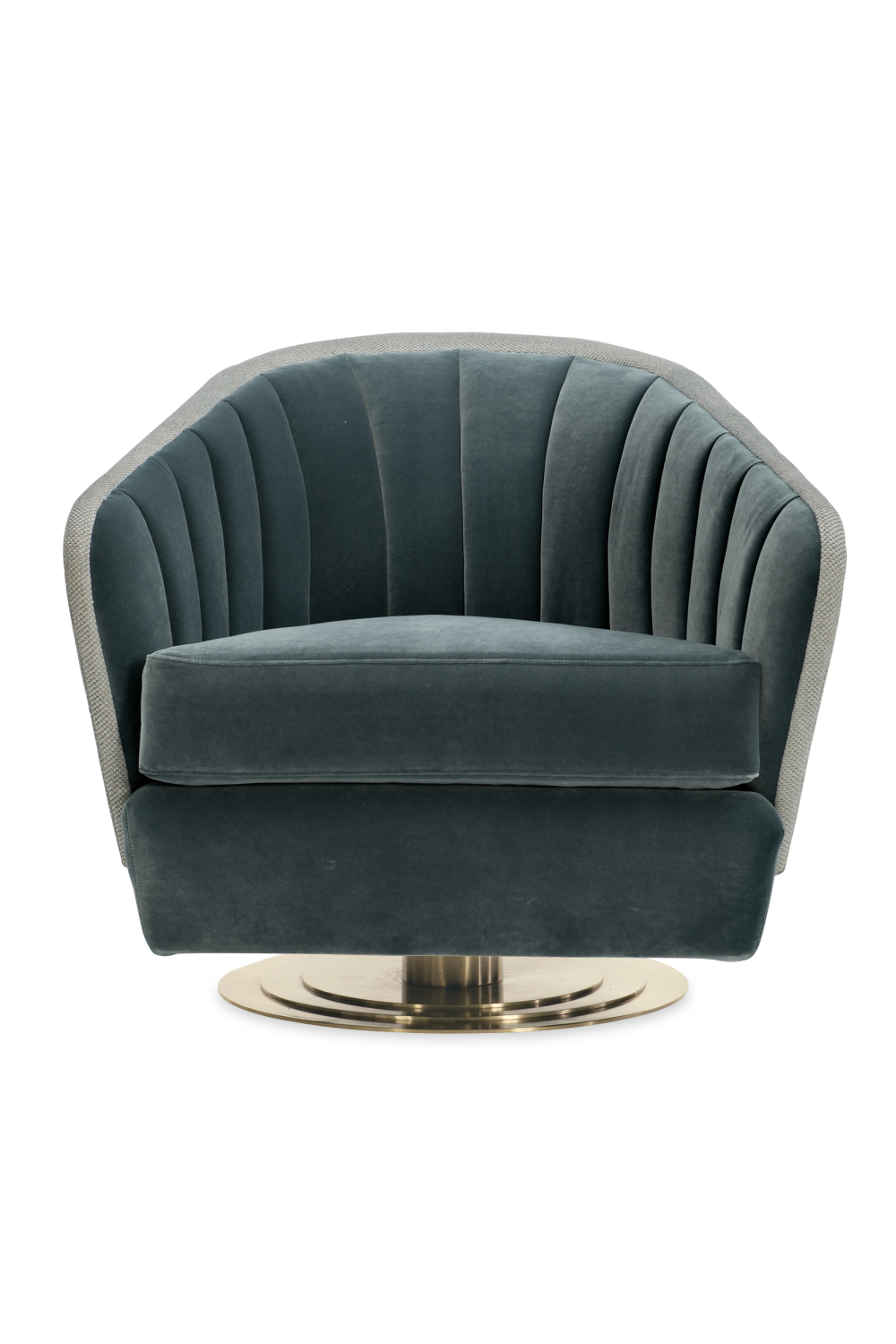 Chanelled Turquoise Swivel Chair | Caracole Concentric | Caracole.eu.com