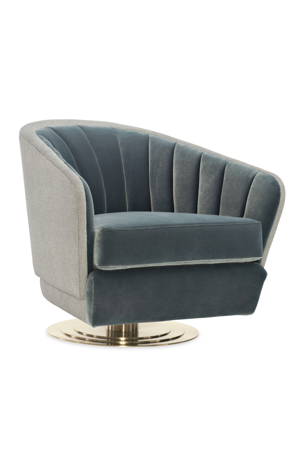 Chanelled Turquoise Swivel Chair | Caracole Concentric | Caracole.eu.com