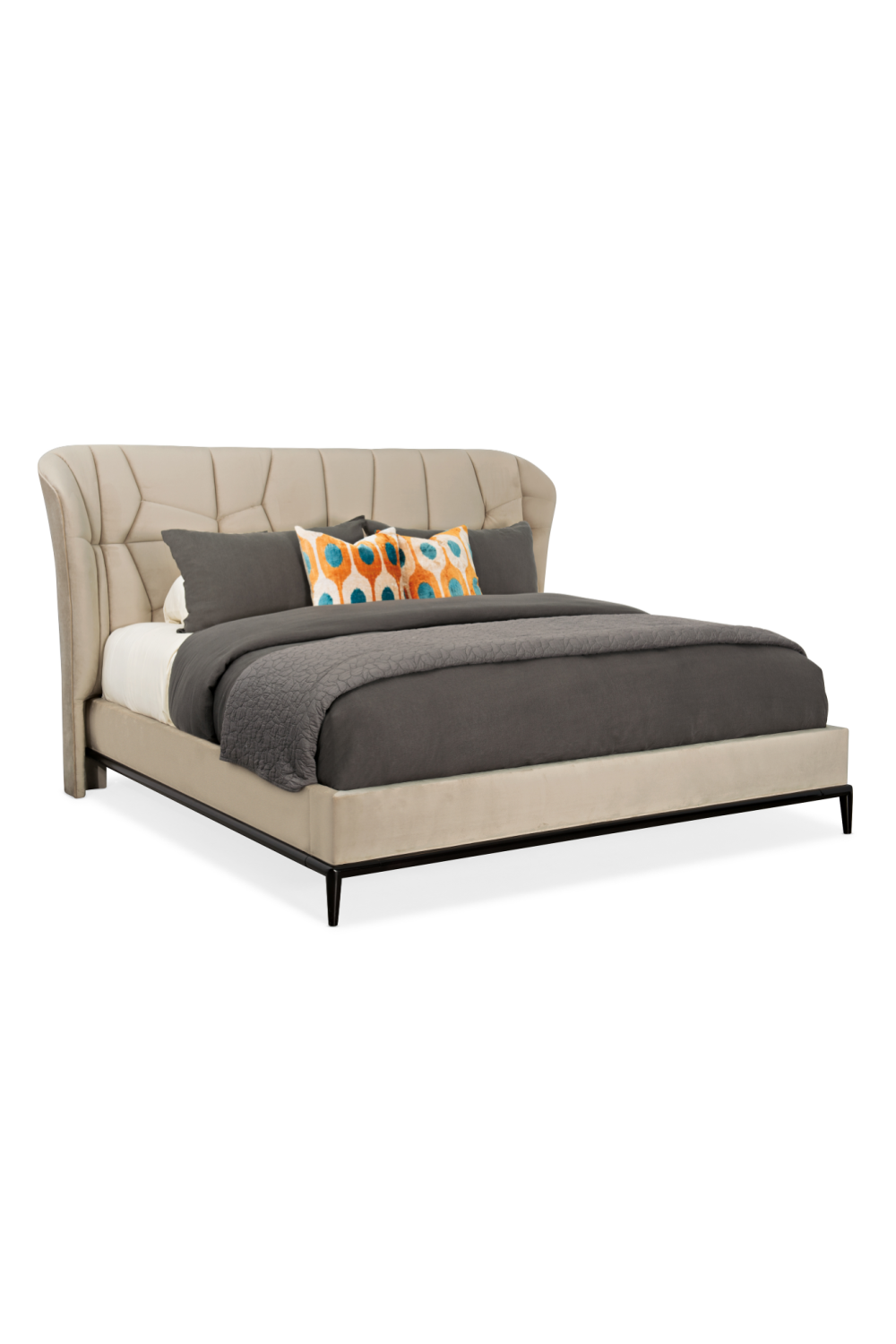 Beige Modern Upholstered California King Bed | Caracole Vector | Caracole.eu.com