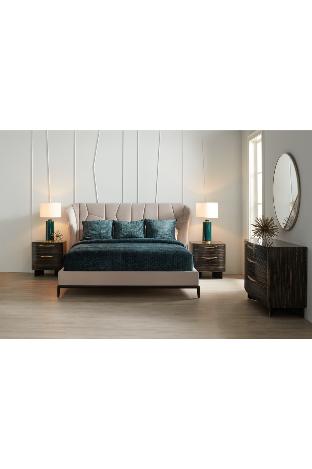 Beige Modern Upholstered California King Bed | Caracole Vector | Caracole.eu.com