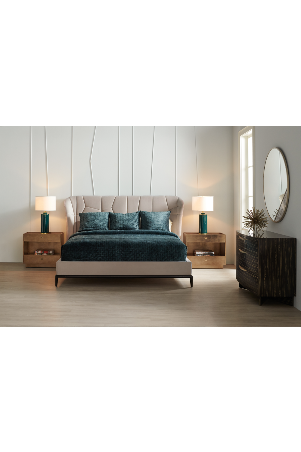 Beige Modern Upholstered California King Bed | Caracole Vector | Caracole.eu.com