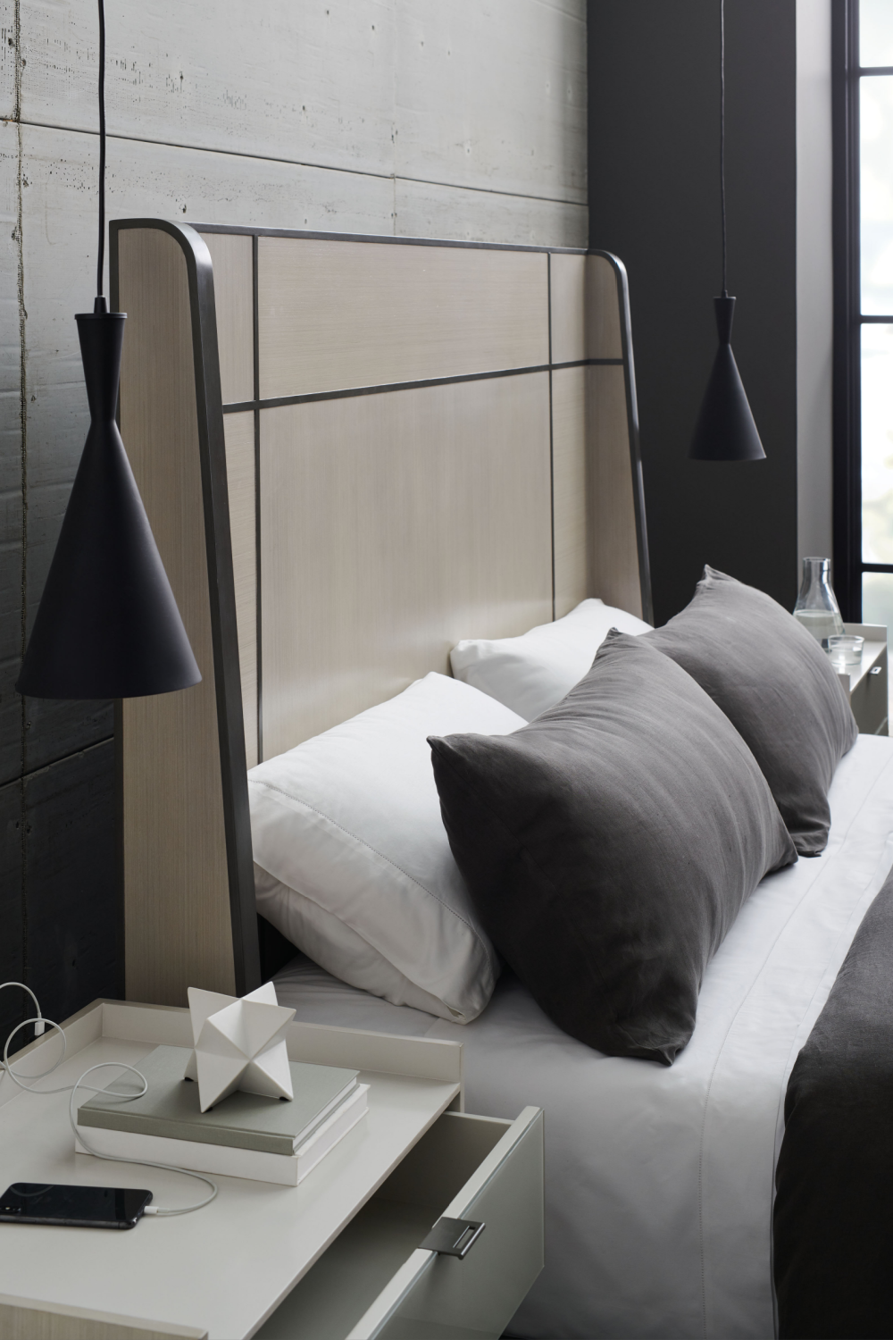 Taupe Modern Bed | Caracole Repetition Wood | Caracole.eu.com