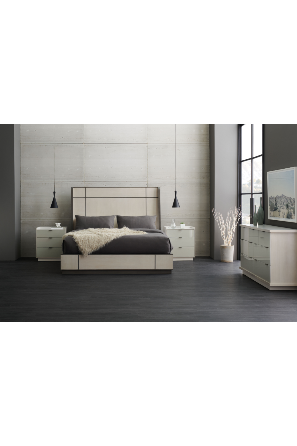 Taupe Modern Bed | Caracole Repetition Wood | Caracole.eu.com