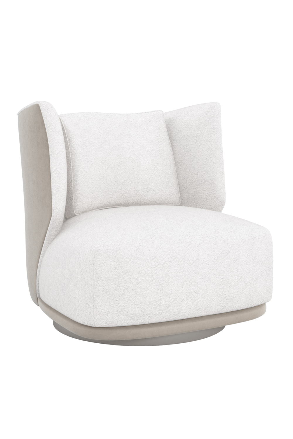 White Bouclé Swivel Chair | Caracole Seville | Caracole.eu.com