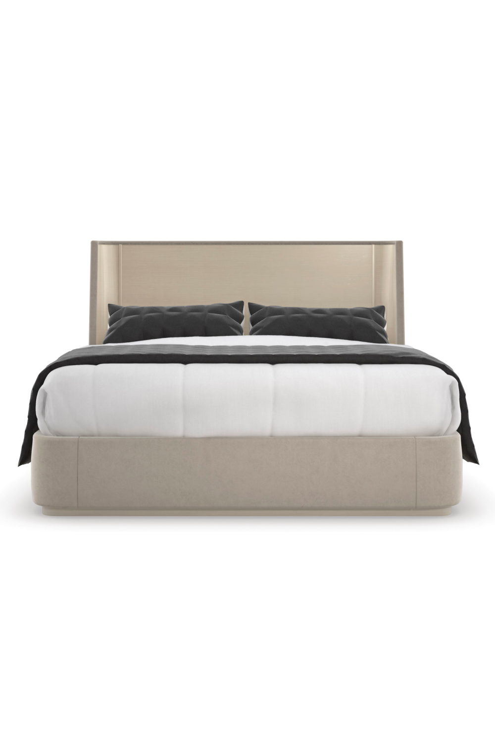 Beige Suede Platform Bed | Caracole Da Vita | Caracole.eu.com