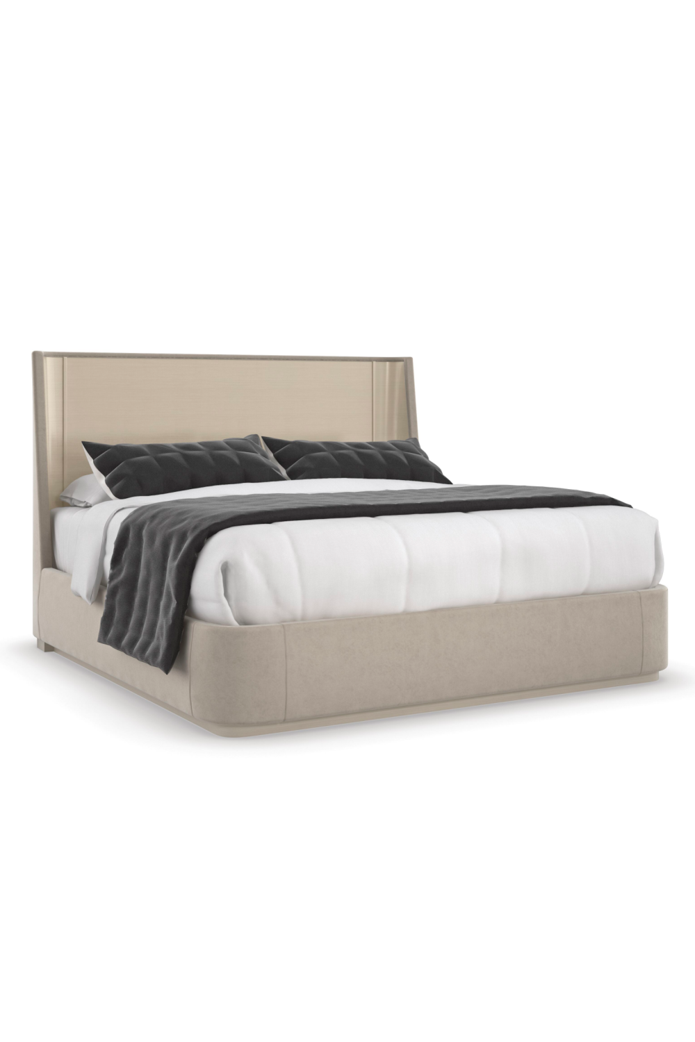 Beige Suede Platform Bed | Caracole Da Vita | Caracole.eu.com