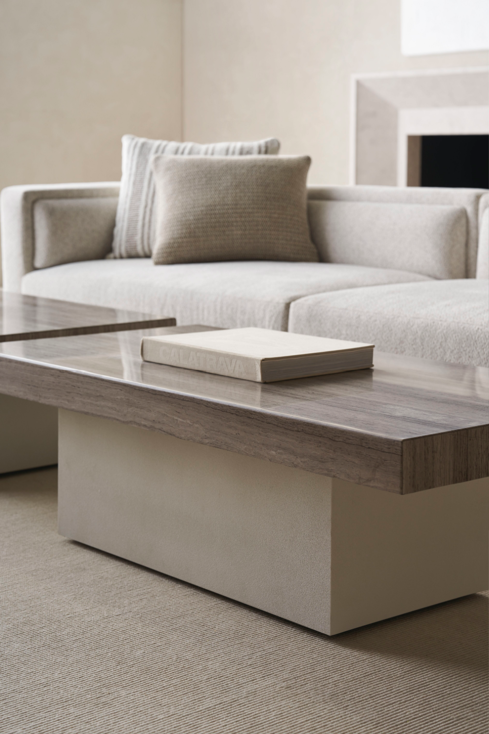 Silver Travertine Coffee Table | Caracole Unity | Caracole.eu.com
