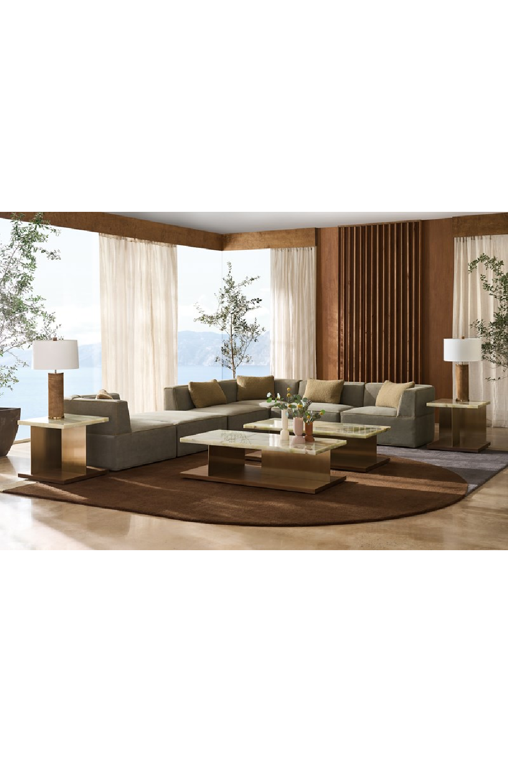 Brown Welted Sectional Sofa | Caracole Marbella | Caracole.eu.com