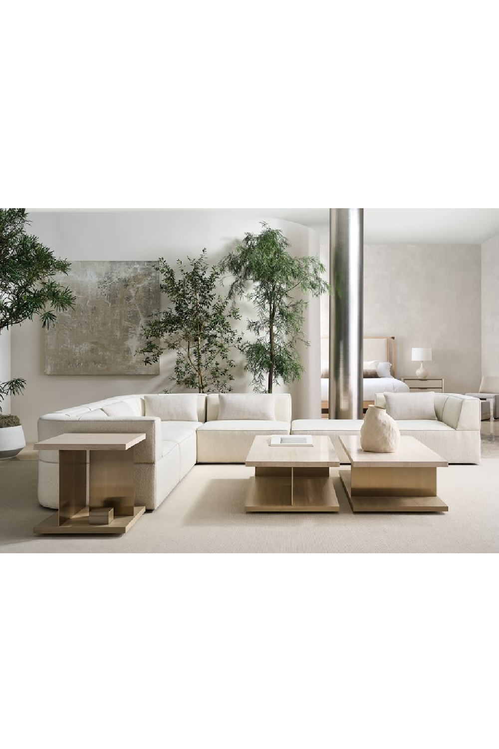 White Welted Sectional Sofa | Caracole Marbella | Caracole.eu.com