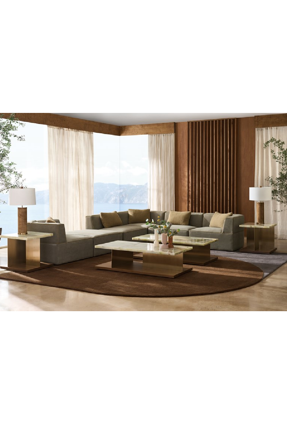 Brown Welted Sectional Sofa | Caracole Marbella | Caracole.eu.com