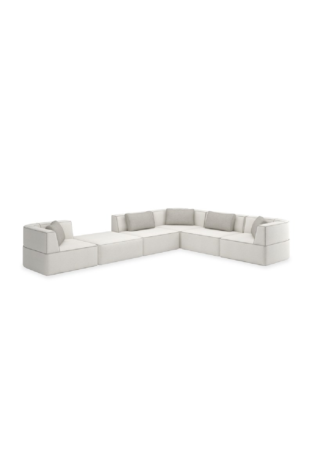 White Welted Sectional Sofa | Caracole Marbella | Caracole.eu.com