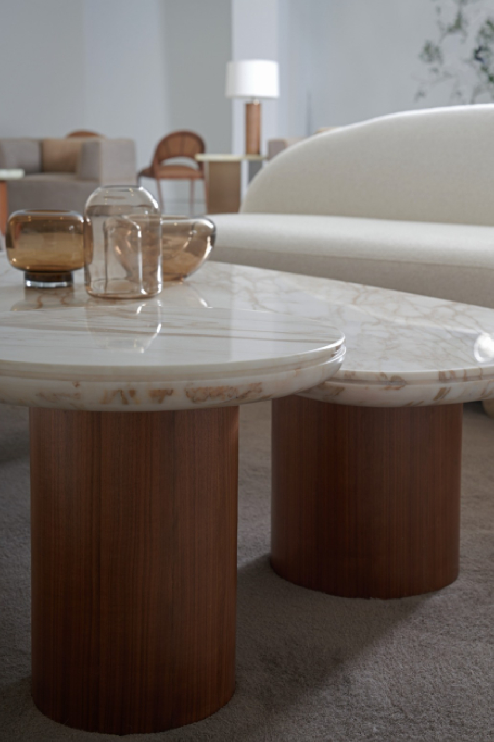 Cylindrical Walnut Base Side Table | Caracole Seychelles | Caracole.eu.com