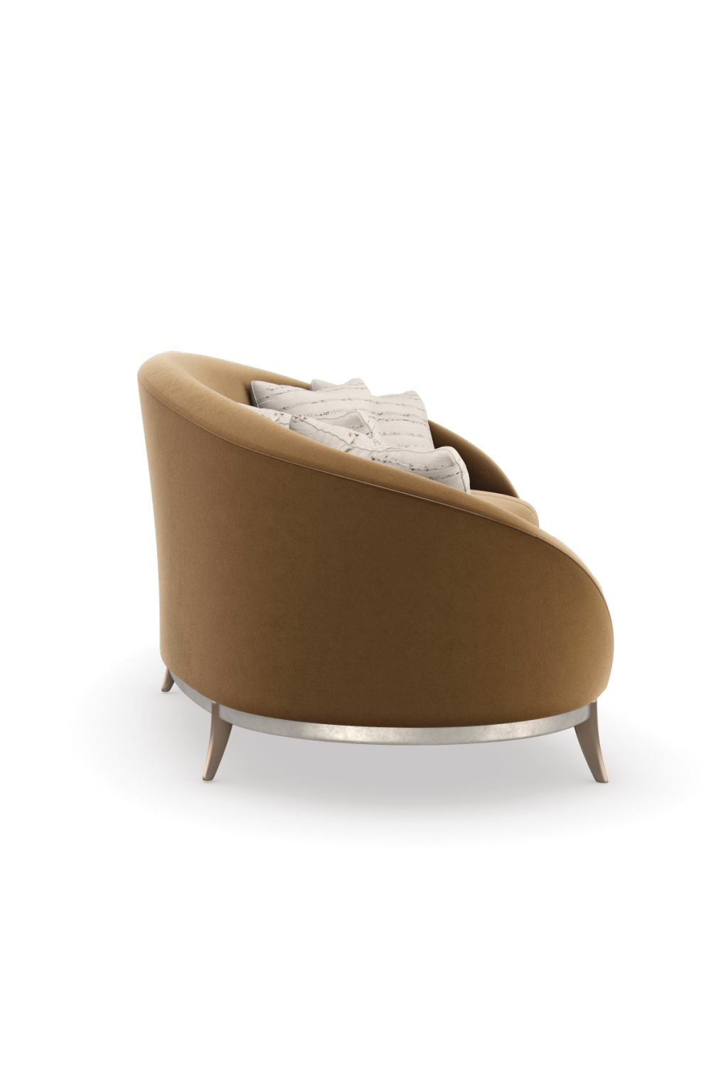 Brown Velvet Curved Sofa | Caracole Main Event | Caracole.eu.com