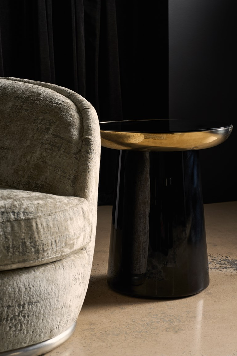 Chenille Swivel Lounge Chair | Caracole Celeste | Caracole.eu.com