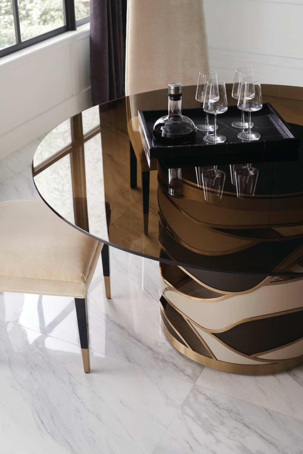 Modern Glass Dining Table | Caracole View From The Top | Caracole.eu.com