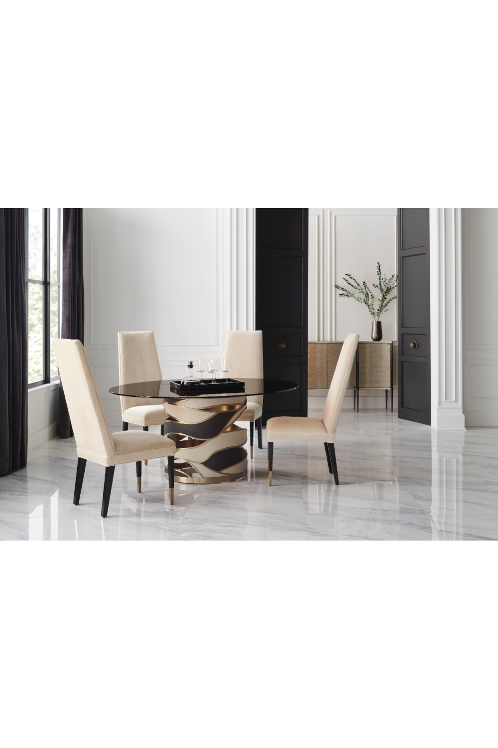 Cream Velvet Dining Chair | Caracole The Masters | Caracole.eu.com