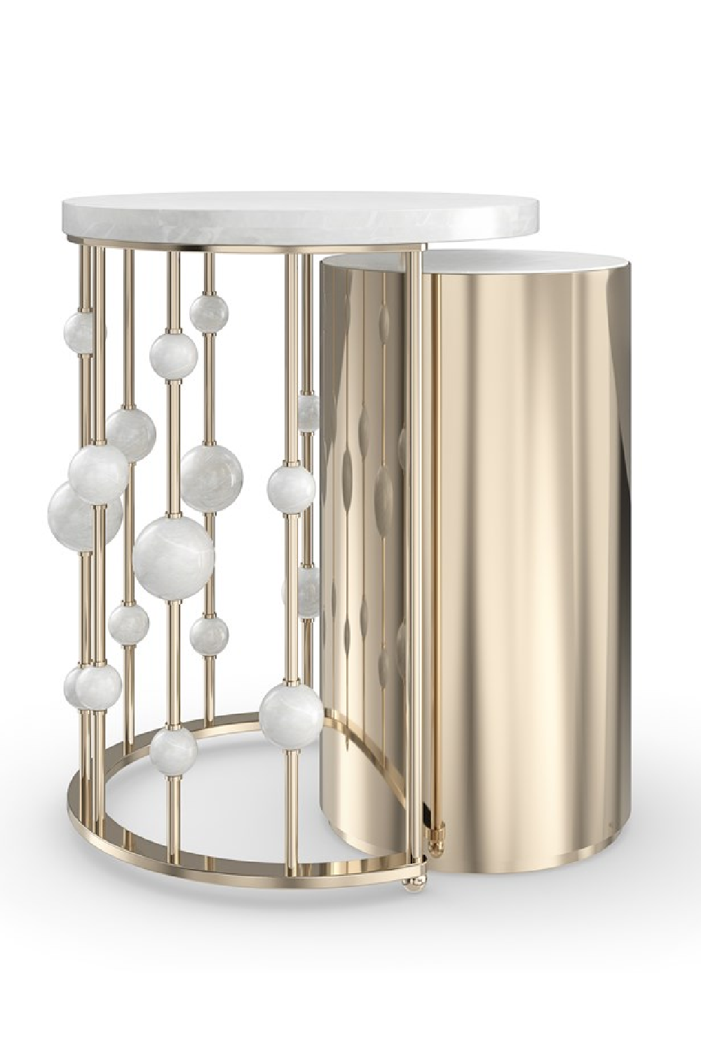 White Marble Nesting Accent Table | Caracole Orbit | Caracole.eu.com