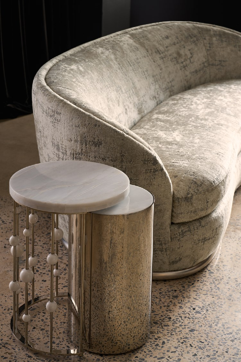 White Marble Nesting Accent Table | Caracole Orbit | Caracole.eu.com