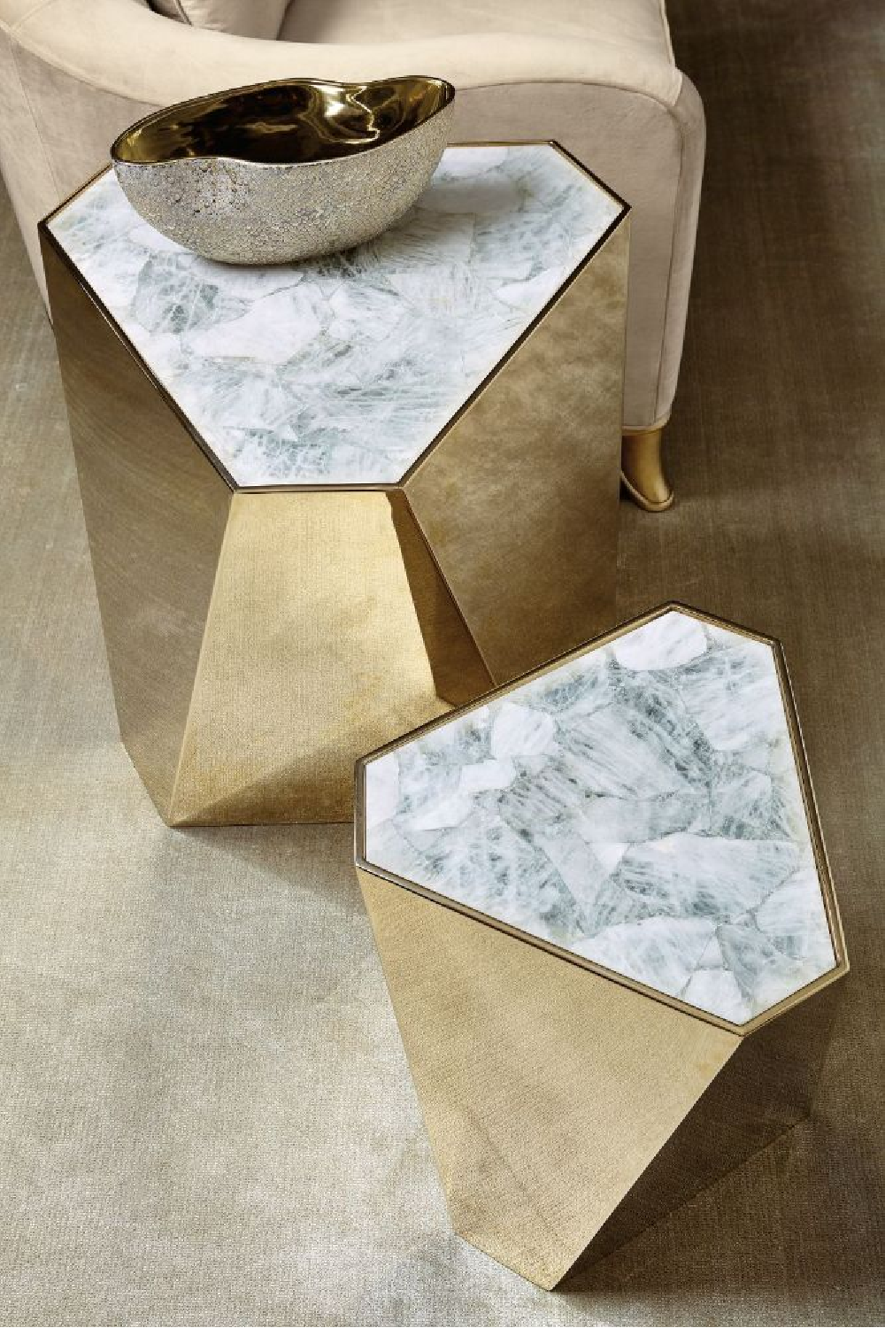 Gold Hexagonal End Table | Caracole The Contempo