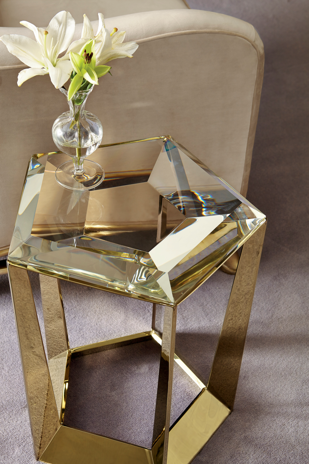 Beveled Crystal Side Table | Caracole The Gem | Caracole.eu.com