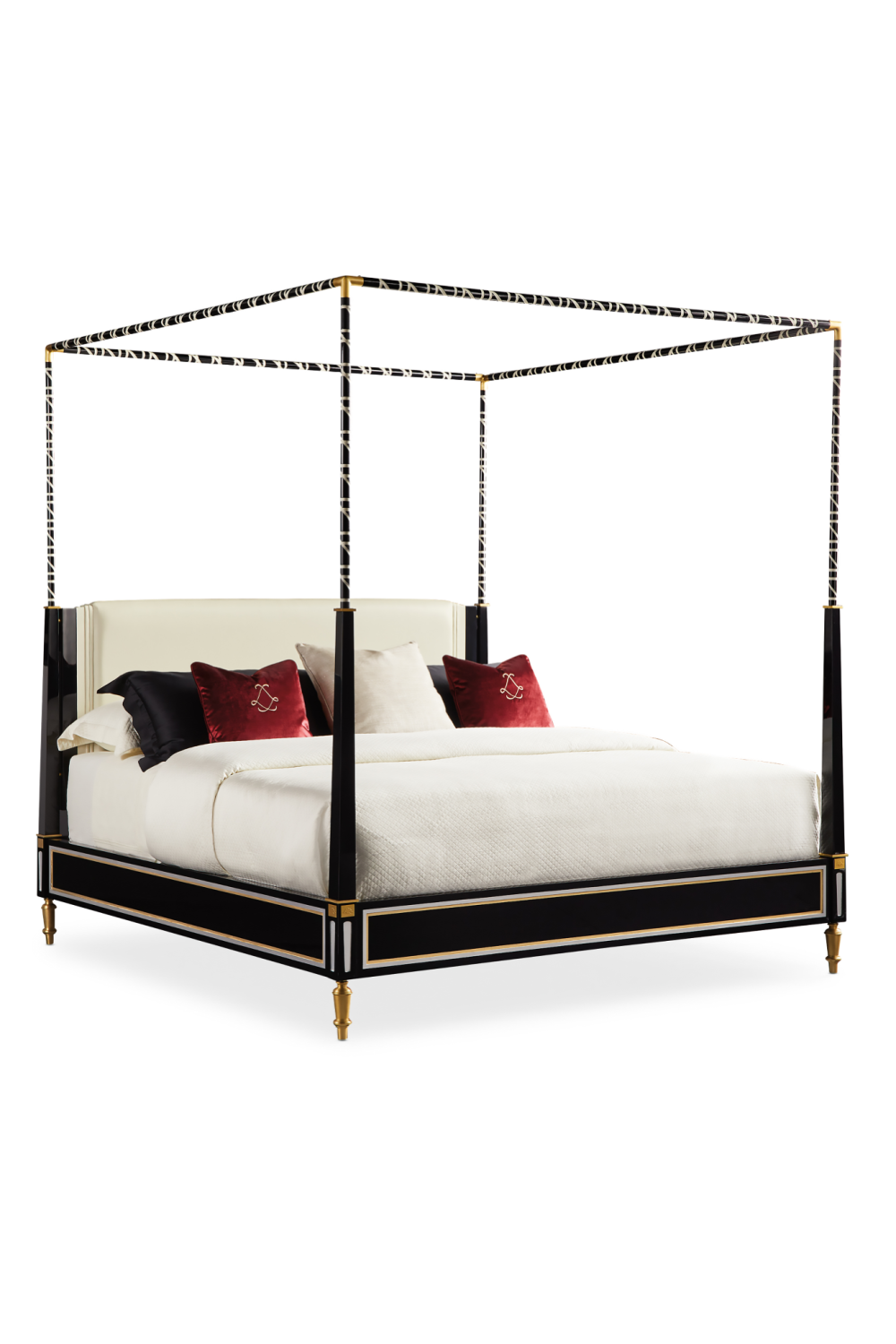 Black Leather Canopy Bed | Caracole The Couturier | Caracole.eu.com