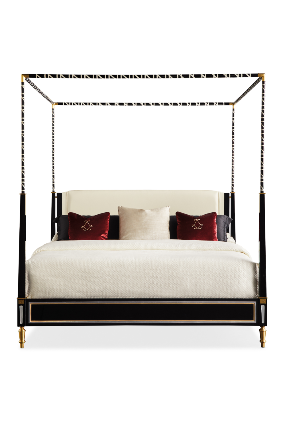 Black Leather Canopy Bed | Caracole The Couturier | Caracole.eu.com