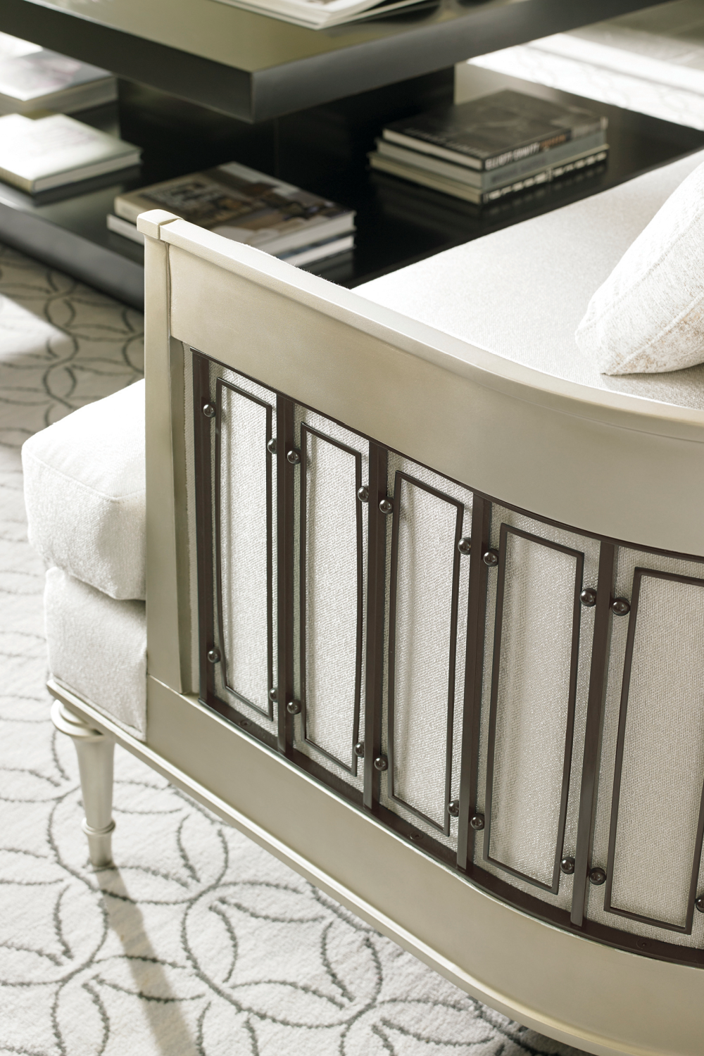 Wraparound Tungsten Sofa | Caracole Quit Your Metal-ing | Caracole.eu.com