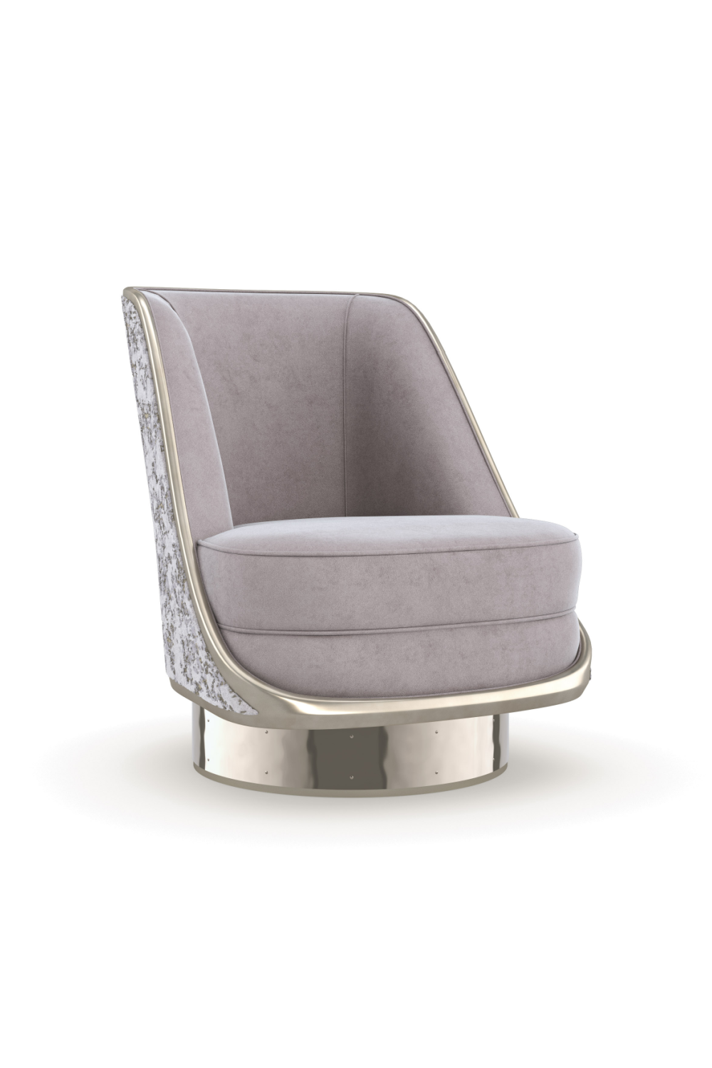 Gray Velvet Swivel Chair | Caracole Go For A Spin | Caracole.eu.com