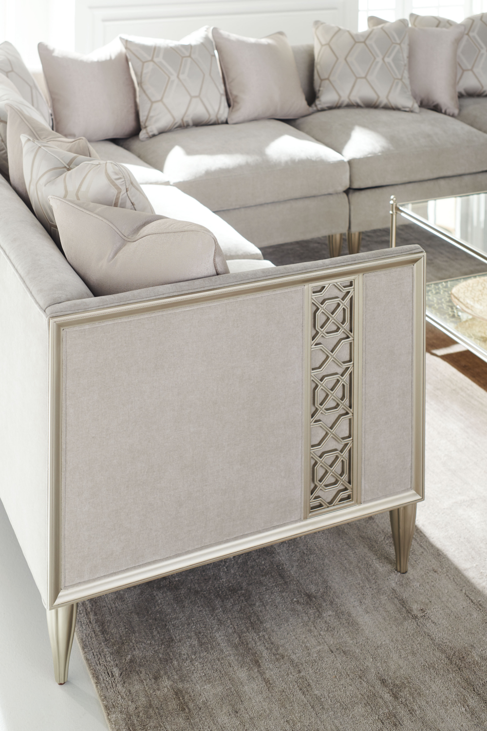 Taupe Modern Sectional Sofa | Caracole Fret Knot | Caracole.eu.com