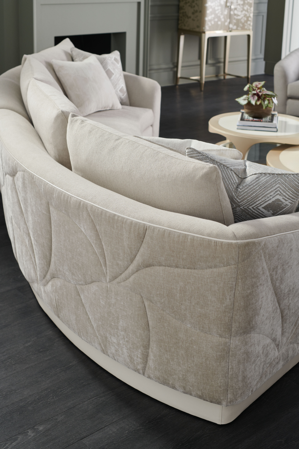 Gray Quilted Curve Loveseat | Caracole Fanciful | Caracole.eu.com