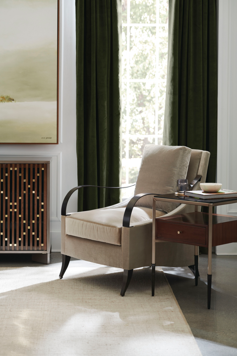 Brown Velvet Lounge Chair | Caracole Slippery Slope | Caracole.eu.com